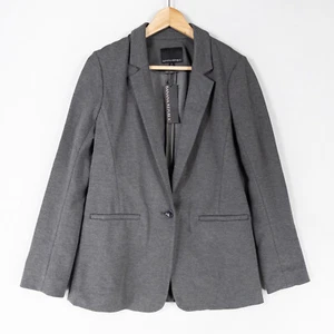 Banana Republic Blazer Jacket Size 4 Gray Ponte Knit One Button Business Casual - Picture 1 of 8