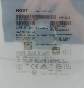 HGST 10TB 7.2K 12Gbps SAS Hard Drive HUH721010AL42C0 0F27639 - Picture 1 of 2