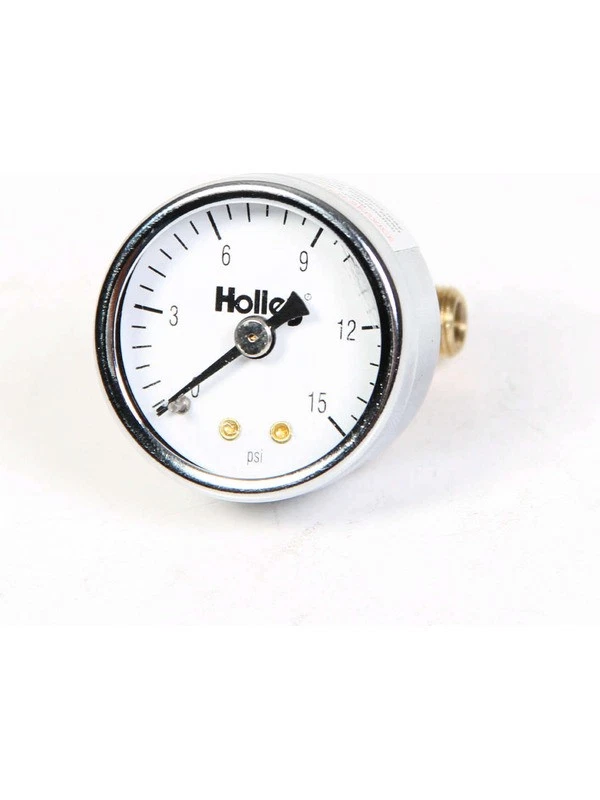 Holley Gauge Fuel Pressure 0-15 psi 1 1/2 Analog Mechanical White Face (26-500) - Image 1 of 4