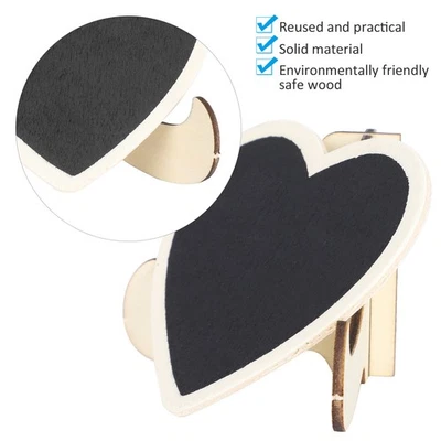 2 Set Wood Mini Chalkboard Signs Card Place Blackboard Wedding Heart Shaped HLF - Image 1 of 4