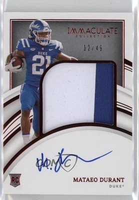 2022 Panini Immaculate Collegiate Rookie Ruby /49 Mataeo Durant #78 Patch Auto - Image 1 of 2