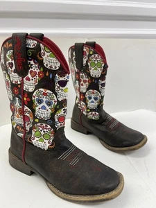 Blazin Roxx Destiny Sugar Skull braune Schlupfstiefel Kinder Gr. 1 / 4449602-1 - Bild 1 von 9