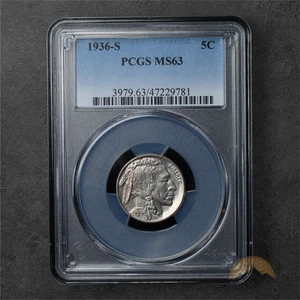1936-S Indian Head Buffalo Nickel 5c - PCGS MS63 - San Francisco - Picture 1 of 2