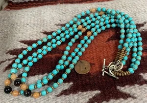 3 collares de cuentas turquesa bloque suroeste (reconstituir) (t711a-w2) - Imagen 1 de 2