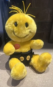 Dan Dee VTG Tickle Tickley Wiggle Wiggley Yellow Smiley Face Plush (Works) - Picture 1 of 6
