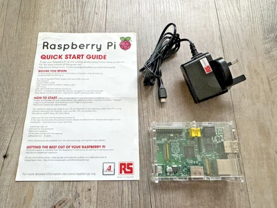 Raspberry Pi 1 Model B - 2011 - 256MB RAM - HDMI - Clear Case & RS Power Supply - Image 1 of 4