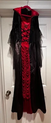 Spirit Halloween Victorian Vampiress Dress Costume Girl's Size XL Black Burgundy - Image 1 of 3