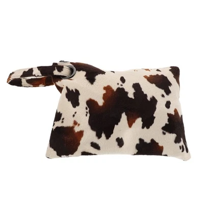  Cow Pattern Clutch Purse For Women Brown Print Handbag Small Zip Pouch - Image 1 of 4