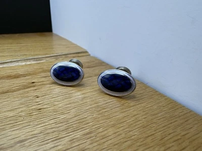 Gemelos Genuinos Charles Tyrwhitt Azul Esmaltado Plateado Ovalado Hecho en Reino Unido Foto 1 de 2