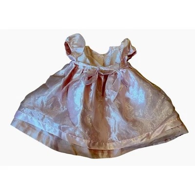 Bonnie Baby 24 Month Dress Pink Organza Like Overlay Flowers Bows Fancy! - Image 1 of 4