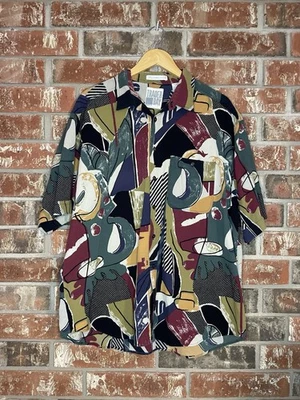 Trader Bay Abstract Textured Short Sleeve Button Up Shirt Mens XL 100% Cotton - Image 1 of 4