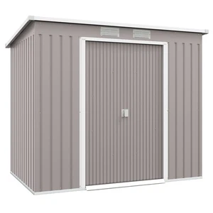 Outsunny 7 x 4ft Metal Garden Storage Shed w/ Double Door Grey - Picture 1 of 11