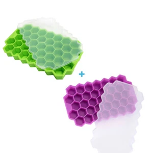 Ice Cube Tray Honeycomb Silicone Ice Cube Molds With Lid Storage Bar Cocktails - Picture 1 of 31