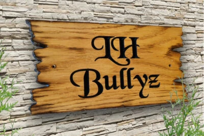 Personalised Carved Oak Wooden Home House Number Name Sign Outdoor Plaque - Image 1 of 3