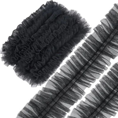 10 yardas 6 cm de ancho plisado borde de encaje bordado volantes organza malla gasa Foto 1 de 4