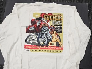 Hooker Exhaust (153) Men's Long Sleeve T-Shirts, White 100% Cotton.  NHRA - Picture 1 of 2