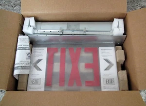 New Sure-Lites Cooper Lighting EUR61R Recessed LED Edgelit Red Letter Exit Sign - Picture 1 of 3