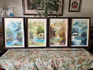 Vintage Suh Jin Hee Oil Paintings Signed Seasons Landscapes (4) Original Frames  - Picture 1 of 17