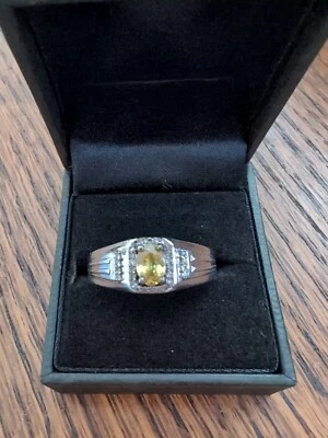 Men's Ring Beautiful Sphene/Titanite Sterling Silver Zircon Size 12.25 - Image 1 of 4