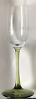 New Champaign Flute Clear Glass With Light Green Stem 8 Oz