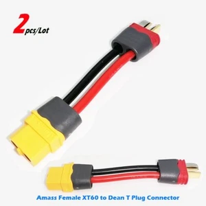 2 pcs Amass Female XT60 to Dean T Plug Connector Wire for ESC QuicRun PRO Motor - Picture 1 of 3