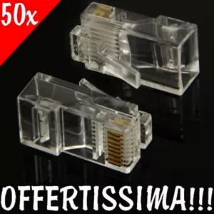 50X Plug Connettori Rj45 Lan Ethernet Cavo Di Rete 8P8C Connettore Plug RJ-45 - Foto 1 di 2