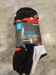 Boys 10 Pack Low Cut Socks Shoe Size 9-3.5 Multicolor - Picture 1 of 4