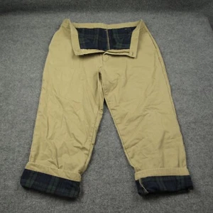 LL Bean Pants Mens 38x28 Beige Flannel Lined Flat Front Workwear - Picture 1 of 10