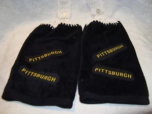 Juego de 2 toallas de golf Pittsburgh Penquins NHL hechas a mano para cocina nevera de mano - Imagen 1 de 2