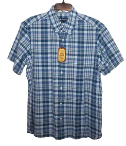 Camisa Daniel Cremieux Manga Corta Grande Azul Cuadros Madras Indias Nueva con Etiquetas (DSS482) - Imagen 1 de 2