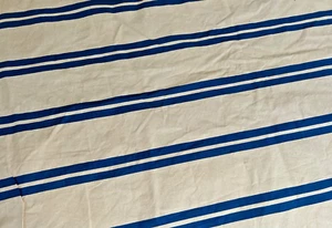 vtg 1977 Fujiwo Ishimoto Latu Marimekko FABRIC mcm blue white stripes tablecloth - Picture 1 of 7