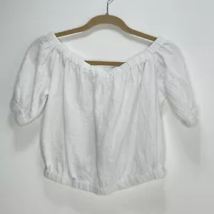 Joie Women’s White Off The Shoulder Gauze Crop Top size Small - Picture 1 of 4
