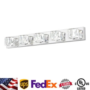 Vanity Light 35" 5 Lights Modern LED Bathroom Mirror Crystal Wall Lamp Fixture - Picture 1 of 13