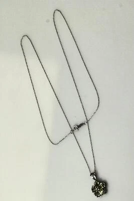 14K White Gold 18.5" Long Peridot And Diamond Flower Necklace 1.8 Grams(NEC5078) - Image 1 of 4