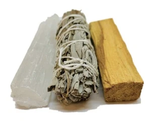 Sage, Selenite & Palo Smudge Cleansing Remove Negativity Healing Blessing Gift - Picture 1 of 5
