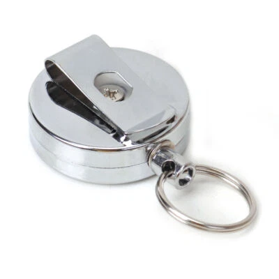 UK Recoil Extendable Metal Wire 65CM Key Chain Ring Clip Pull Keyring Retracting - Image 1 of 3