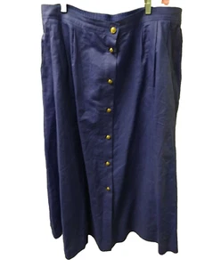 SK & Company II Purple Midi Skirt Plus 20W Gold Crown buttons Modest Royalty - Picture 1 of 5