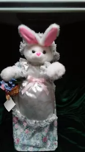 ANIMATED EASTER BUNNY MUSICAL ARMS & HEAD MOVE HOLDING A BASKET FLOWERS, 26"TALL - Picture 1 of 7