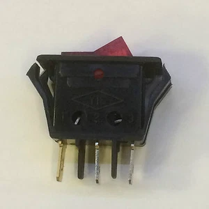 SPST ILLUMINATED NEON RED ROCKER SWITCH ON OFF 10 AMP 250 VOLT AC - Picture 1 of 3