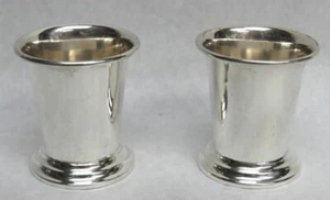 VINTAGE PAIR (2) STERLING SILVER 2 1/2" SMALL TUMBLERS / SHOT CUPS - Picture 1 of 4