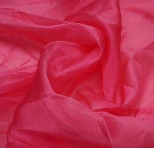 Hot Pink Tissue Organza Fabric Cloth Material for dresses , Craft,Art 1 YARD - Picture 1 of 3