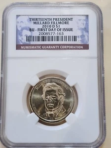 2010 D $1 Millard Fillmore BRILLIANT UNCIRCULATED FIRST DAY OF ISSUE - Picture 1 of 3