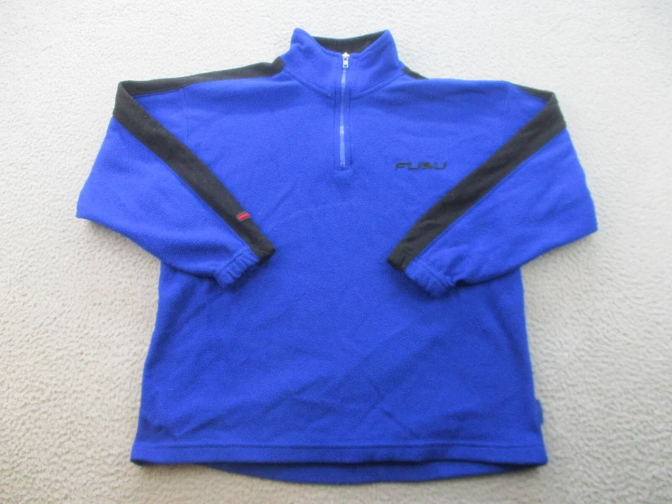 Moletom FUBU masculino médio 12/14 azul preto 1/4 zíper bordado logotipo soletrado - Imagem 1 de 4