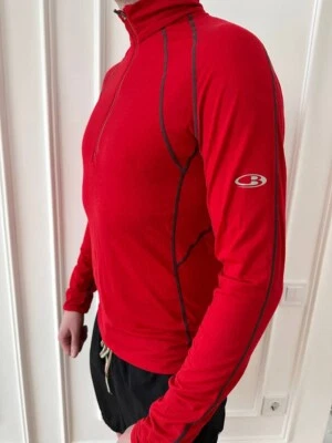 Camisa Roja Icebreaker GT Merino Capa Base Lana Manga Larga Media Cremallera Talla M Foto 1 de 4