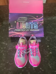 SKECHERS Size 11 Girls LIGHTS NEW IN BOX NEON - Picture 1 of 3