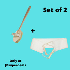 Set Of 2 Long Handle Body Brush & Classic Loofah Back Scrub Keep Your Skin Soft