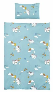 Baby Bettwäsche Set Einhorn 100x135 Microfaser blau - Bild 1 von 1