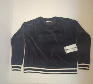 DKNY Sport Pullover Sweater Velour Embossed Logo Women's Size Small White Black - Picture 1 of 12