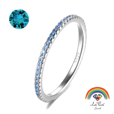 Anello Veretta Girodito Celeste in argento 925 rodiato - Rainbow Collection - Immagine 1 di 4