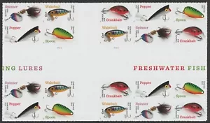 US 5961-5965 5965b Freshwater Fishing Lures F cross gutter block 20 A MNH 2025 - Picture 1 of 1